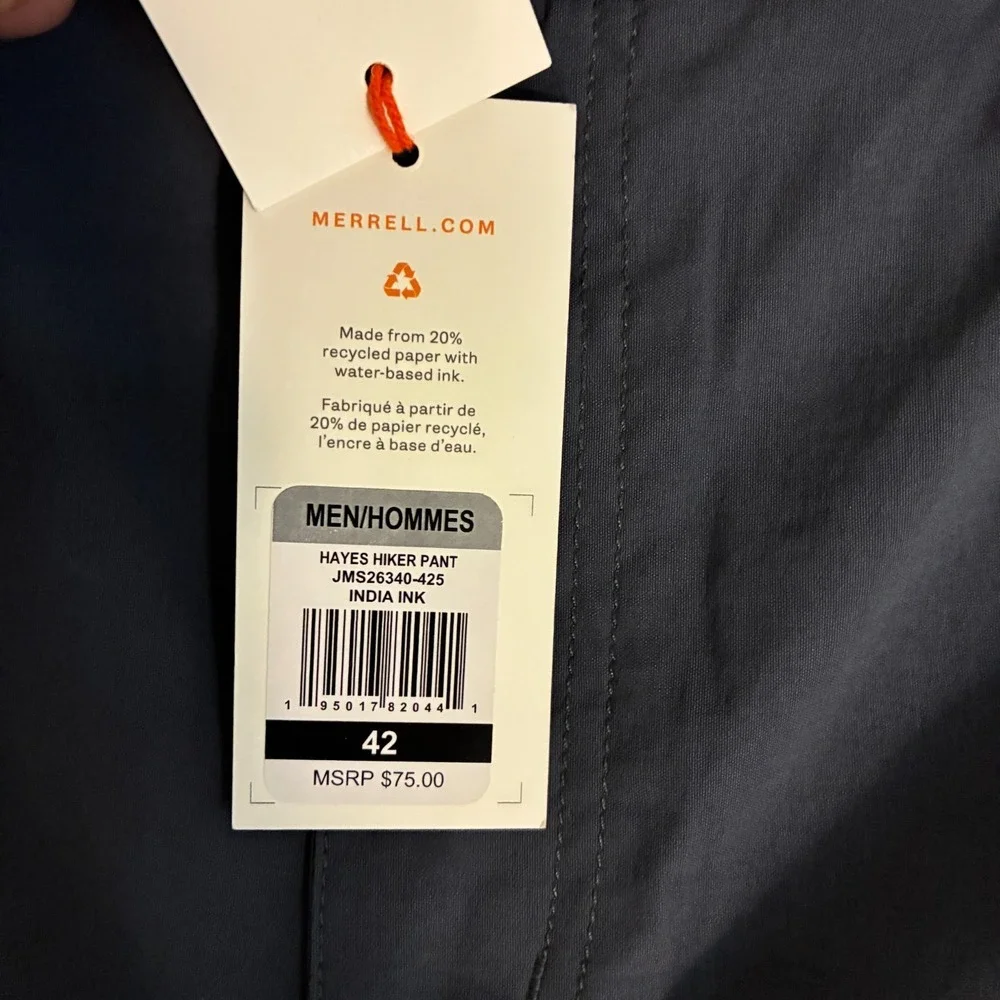 NWT Merrell Hayes Hiker Pants Men Size 42 Belted Outdoor Hiking Stretch Gorpcore